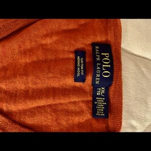 Mens orange polo v neck sweater